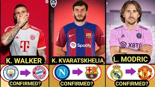 ALL LATEST CONFIRMED TRANSFERSUMMER AND RUMOURS 2024, walker to Bayern, Kvaratskhelia, Modric,marcus