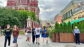 🟢[4К]RUSSIAN STREETS IN MOSCOW🇷🇺2023Summer. Windy day