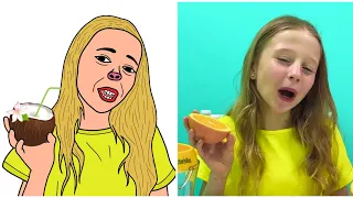 Nastya and Hot vs Cold challenge Drawing Meme | Like Nastya