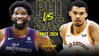 Philadelphia 76ers vs San Antonio Spurs Full Game Highlights | January 22, 2024 | FreeDawkins