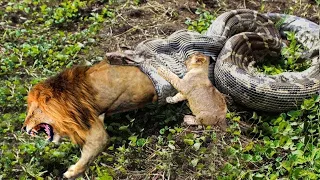 Python is too aggressive   Big Cat Can't Escape of Giant Anaconda, Python vs Lion, Leopard, Monkey