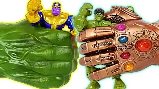 Marvel Avengers Infinity War Hulk gamma grip fist VS Thanos Infinity gauntlet battle! - DuDuPopTOY
