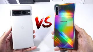 Samsung Galaxy Note 10 Plus VS Google Pixel 7 Pro! (Cameras, Speed Test & Display)