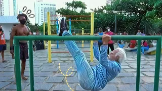 Old Man Street Workout Prank