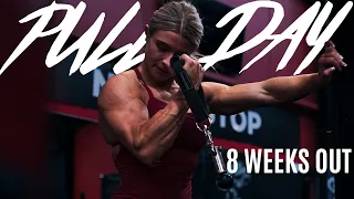 PULL DAY // 8 WEEKS OUT // DAY IN THE LIFE OF A FEMALE BODYBUILDER // PRO SEASON 2