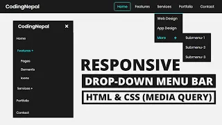 Responsive Dropdown Menu Bar with HTML & CSS | CodingNepal