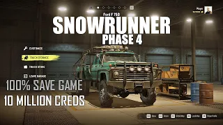 SNOWRUNNER 100% save game | PHASE 4 | UNLIMITED MONEY + XP | 2021