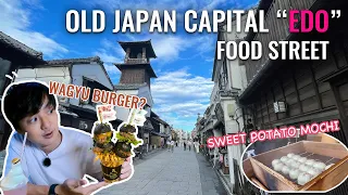 I Visit Old Japan Food Street, Juicy Wagyu and Traditional Japan Sweets in Kawagoe, Saitama Ep.306