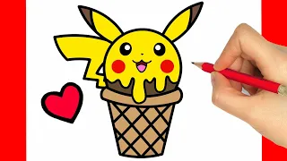 HOW TO DRAW ICE CREAM - DRAWING PIKACHU - HOW TO DRAW PIKACHU EASY - DRAWING PIKACHU STEP BY STEP