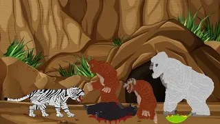 White Tiger vs Orang Utan, Gorilla and Albino Gorilla - DC2 Animation