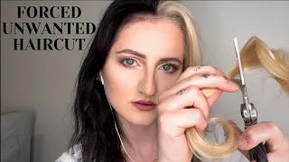 ASMR: Forced Unwanted Haircut on a Blonde Woman | Jealous, Cruel, Mean | Blonde Lady/Wig