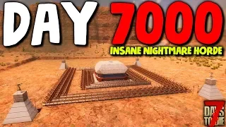 DAY 7000 INSANE HORDE vs THE BURGER BASE! (Pillbox Bunker Base) | 7 Days to Die Alpha 18 Gameplay