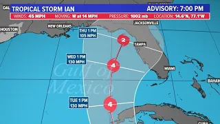 Tropical Storm Ian update: Cone shifts west with rapid intensification expected | Recorded 7pm 9/24