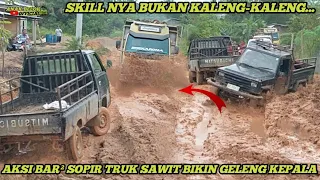 Bukan Kaleng², Aksi Bar Bar Sopir TruK Sawit Libas Kubangan Lumpur Bikin Semua Sopir Geleng Kepala