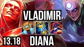 VLADIMIR vs DIANA (MID) | 2.8M mastery, 10/1/5, 600+ games, Godlike | EUW Grandmaster | 13.18