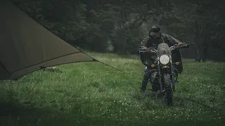 Solo Motorcycle Camping on a very UNEXPECTED HEAVY RAIN | Triumph Street Scrambler | ASMR