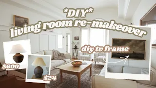 DIY LIVING ROOM RE-MAKEOVER!!! // DIY TV Frame, Thrift Flips, & More! | Ep. 06