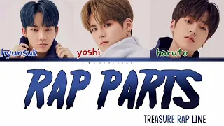 TREASURE RAP PARTS ( rap line ) 'THE FIRST STEP : TREASURE EFFECT ' lyrics