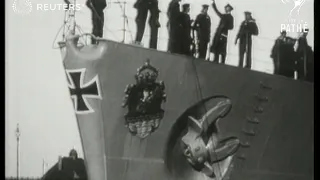 GERMANY: DEFENCE - The German cruiser Emden returns after world Tour (1928)