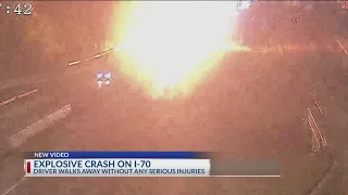 Explosive crash on I-70 in Columbus captured on camera