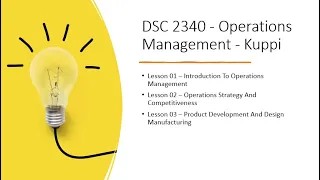 DSC 2340 | Operations Management| Lesson 01, 02, & 03