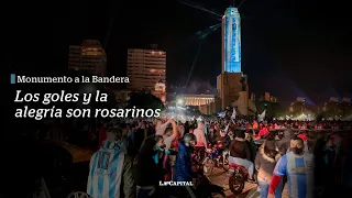 Festejos en el Monumento a la Bandera por la Copa América de Argentina