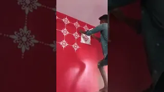 Wall painting stencil Design #best #viral #ytshorts #painting