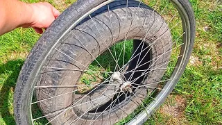 Brilliant idea from a car tire and a bicycle wheel