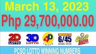 Lotto Results March 13, 2023 "PCSO LOTTO WINNING NUMBERS TODAY"