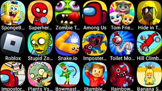 Banana Survival Master,Roblox,Stumble Guys,Plants Vs Zombies 2,Imposter Squid,SpongeBob Krusty,Snake