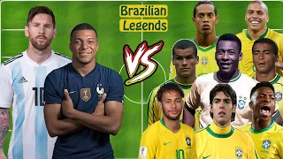 Messi Mbappe VS Brazil Legends Pele Ronaldinho Neymar Ronaldo R9 Rivaldo Kaka Romario Vinicius