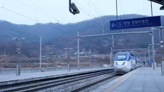 [4K Korea Railway]KTX Pyeongchang passing Ilsin Station/KTX 평창 상하행 열차 중앙선 일신역 통과 韓国鉄道