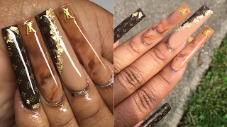 LOUIS VUITTON FALL NAILS 🤎🍂🍁 | ACRYLIC NAIL TUTORIAL