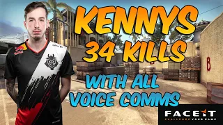 kennyS 34 Kills POV on Dust 2 Highlights (With All Voice Comms) FACEIT LVL10 CS:GO