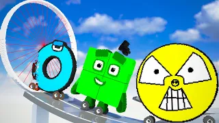 Numberblocks & All Lore Cars vs Laser Rings | Teardown