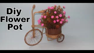 DIY Bicycle Flower Pot  | How To Make Small Bicycle Plant Stand | Diy  Jute Craft