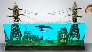 Post apocalyptic Underwater Dystopian  wreck City Diorama /How to make /resin art /DIY/Polymer Clay