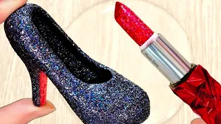 High Heel Makeup Mixing into Clear Slime | Best oddly satisfying ASMR video
