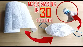 MAKING MASK IN 30 SECONDS - HOW TO MAKE DISPOSABLE FACE MASK FROM PAPER TOWEL IN 30 SECONDS