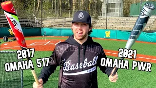 2017 OMAHA 517 vs. 2021 OMAHA | Old vs. New Louisville Slugger BBCOR Baseball Bat Review