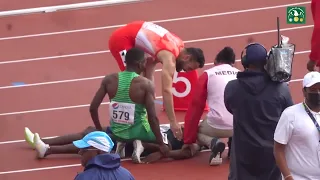 ZAMBIA'S MUZALA SAMUKONGA DEFEATS BOTSWANA'S NDORI BAYOPO TO WIN GOLD IN THE MEN'S 400M FINAL