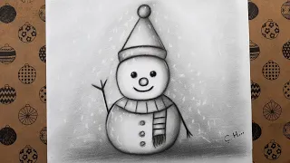 Kolay Kardan Adam Çizimi Nasıl Yapılır, Adım Adım Karakalem Çizimler, Easy Snowman Drawing