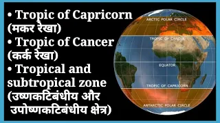 tropic of cancer and capricorn in hindi | tropical zone | summer and winter solstice explanation
