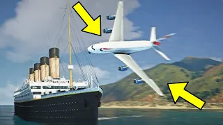 Gigantic A380 Crashes Into Titanic Ship During Emergency Landing | GTA 5