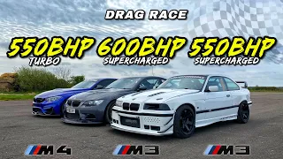 TURBO v SUPERCHARGED.. 600HP E92 M3 v 550HP E36 v 550HP M4