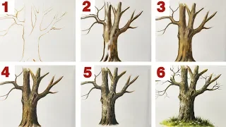 How to Paint a Tree Trunk - Acrylic Painting - Step by Step