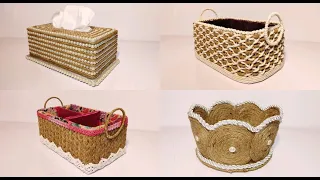 4 Great Ideas of Jute Craft / Jute rope Baskets / Diy rope organizer / Hamna Nadeem