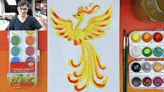 Как нарисовать Жар Птицу - урок рисования рисуем сказку