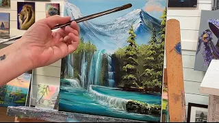 How To Paint A Lush Forest / Waterfall Landscape / acrylic tutorial