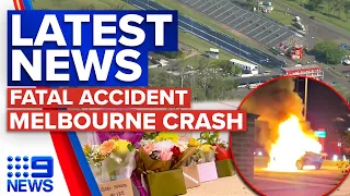 Driver killed in Queensland drag race, Man critical after car bursts into flames | 9 News Australia